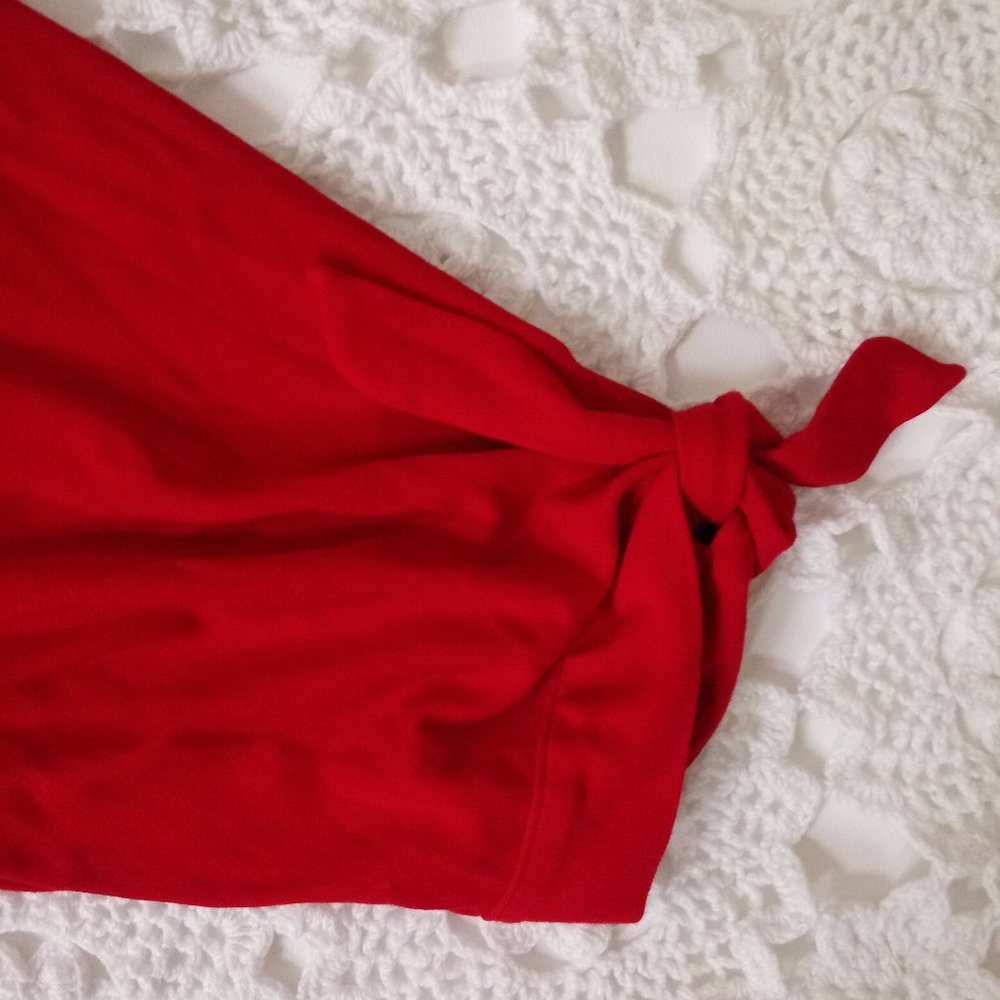 Ralph Lauren Jumpsuit Red Knit Off Shoulder Tie Short Sleeve Wide Leg XL Women - Picture 4 of 9